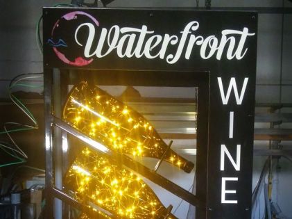 wine rack sign with LEDs